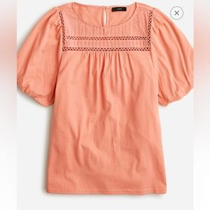 J.Crew Lace-trim puff-sleeve T-shirt